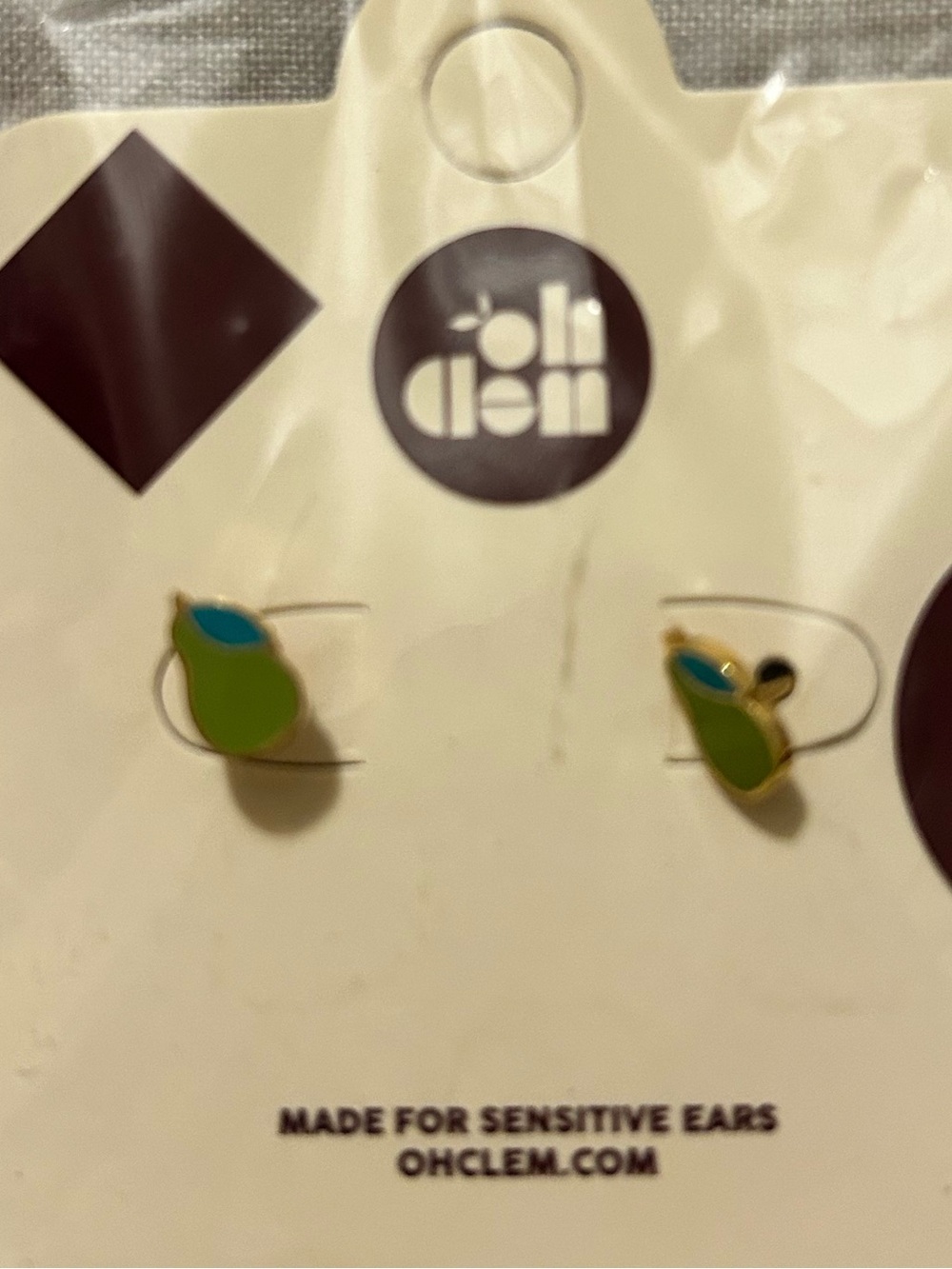 Oh Clem Green & Blue Pear Stud Earrings in 18k gold.